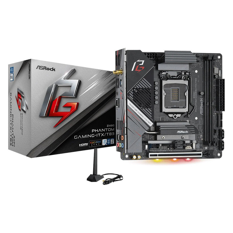 ASRock Z490 Phantom Gaming-ITX/TB3 - DDR4 LGA 1200 Mini-ITX Intel Motherboard - اللوحة الأم